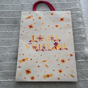 Louis Vuitton Cream Gift Bag with Red and Gold Design